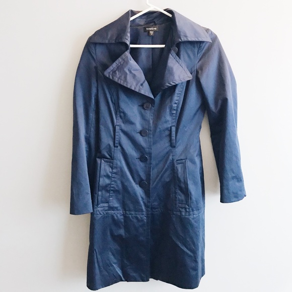 bebe Jackets & Blazers - ☔️HP☔️ Bebe Navy Blue Trench Coat